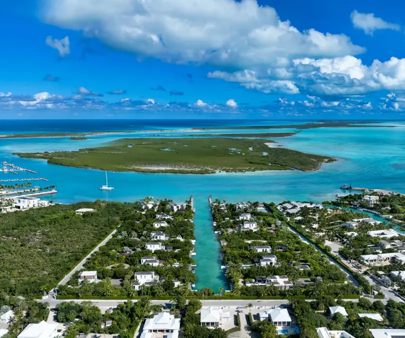 View of water and island