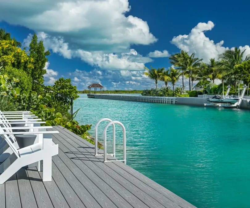 View of water and island