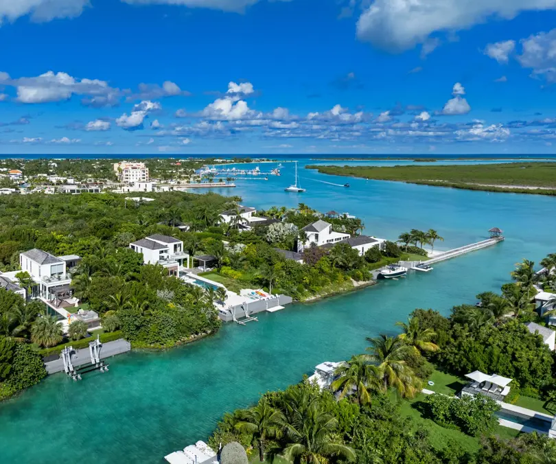 View of water and island