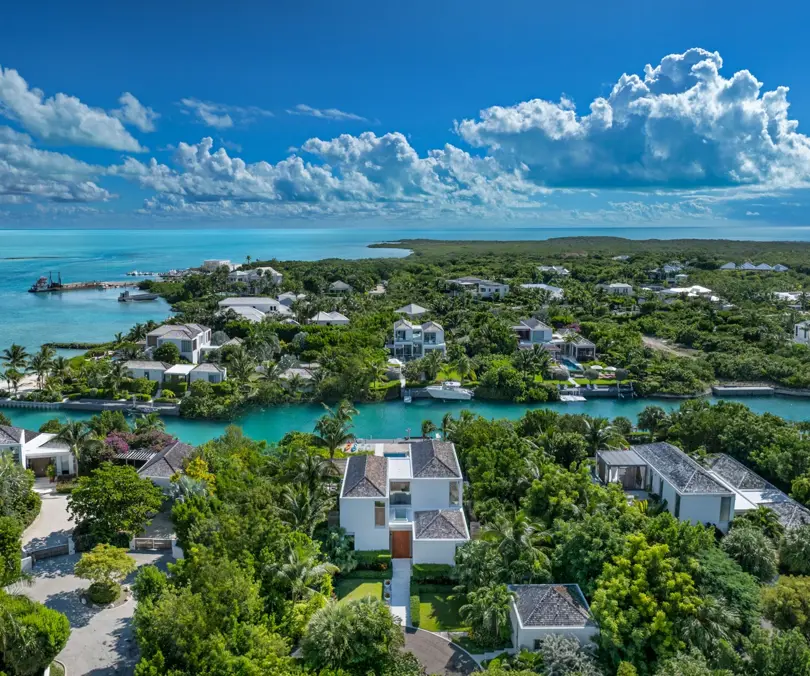View of water and island