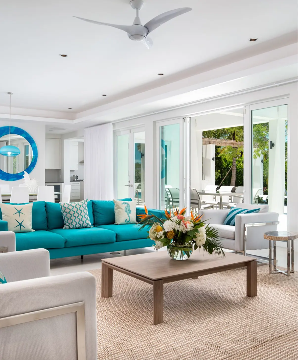 turquoise furniture accent inside a house