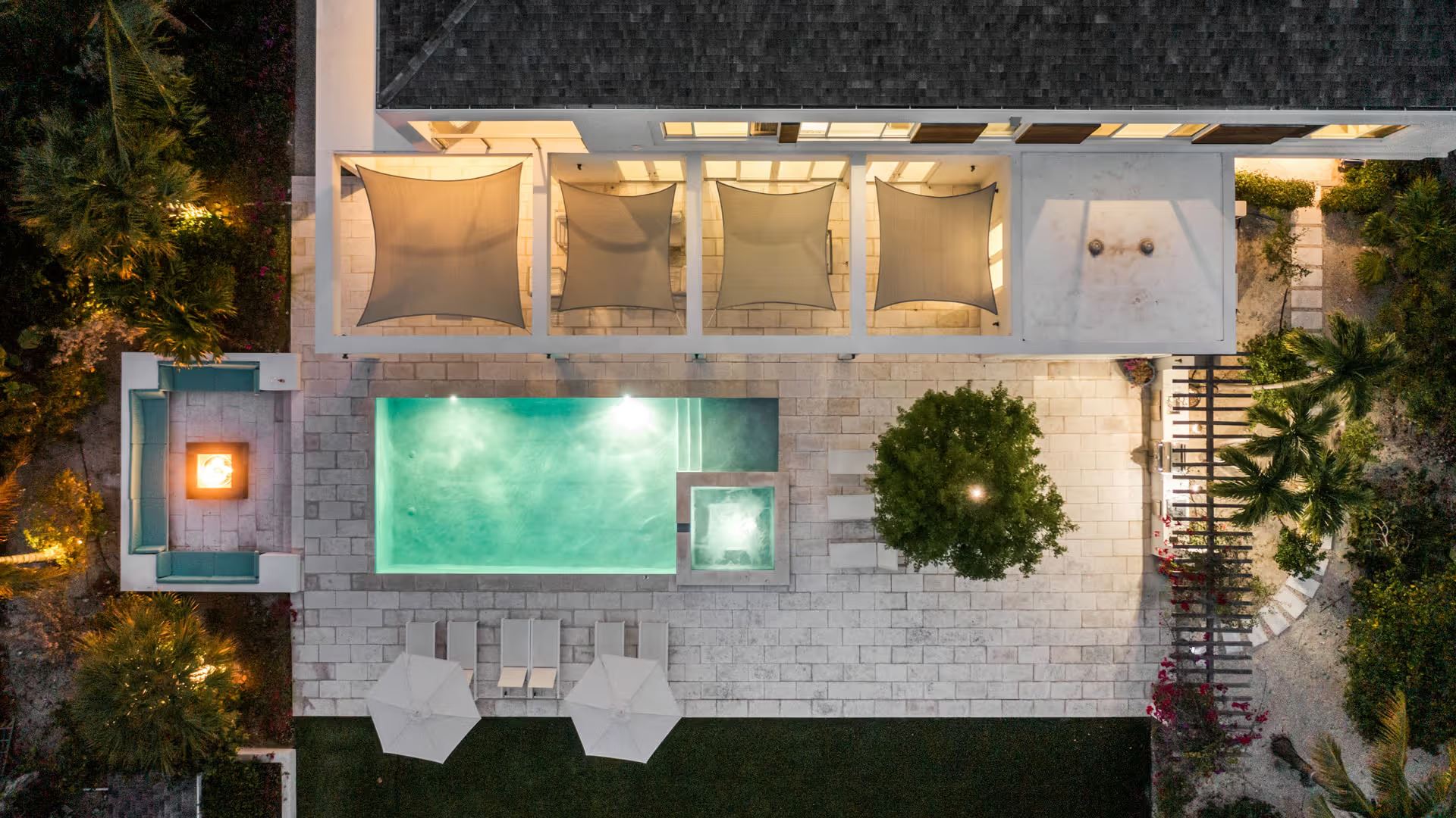 outdoor pool and firepit